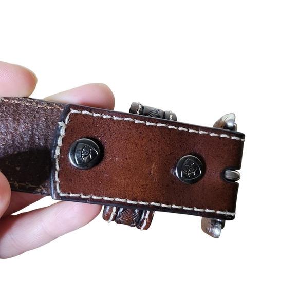 Ariat Brown Belt With Silver Tone Hardware And Embellishments